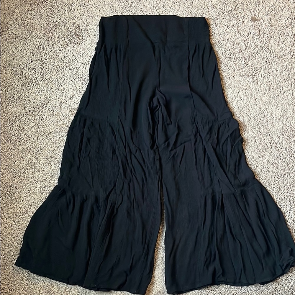 Forever 21 Black Wide Leg Pants with Tiered Design